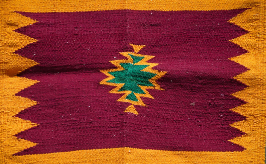 GEOMETRIC - Burgundy & Mustard Badi Ghadi - 1.5 x1.5 ft