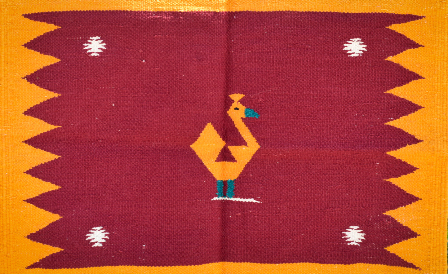 NAVAL - Marigold Crimson Peacock Motif - 2x2 ft