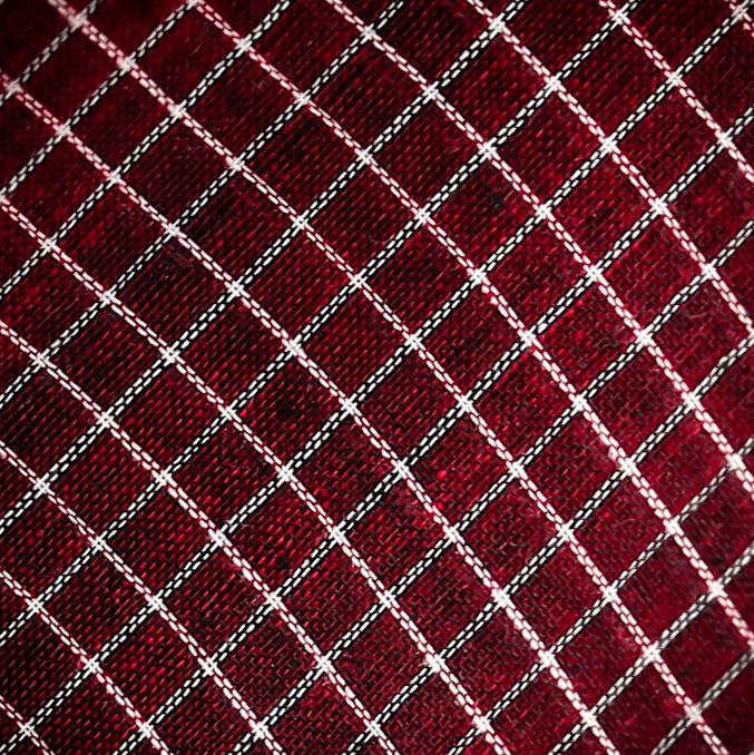 Red Checkered with maroon Border saree