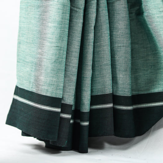 Plain Green With Dark Green Border Saree
