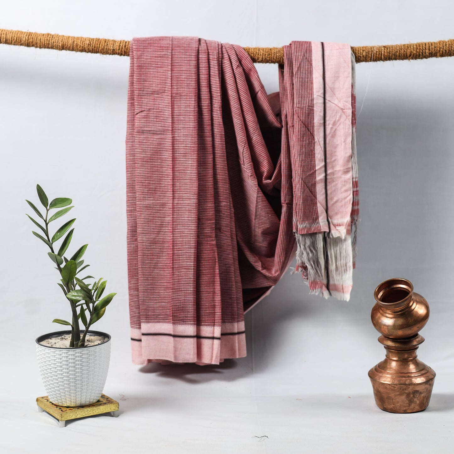 Pink With Light Pink Border saree