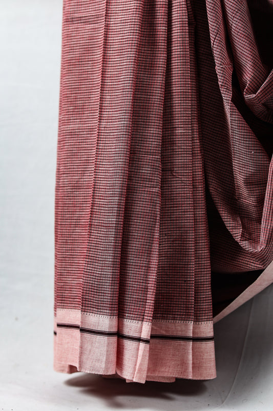 Pink With Light Pink Border saree