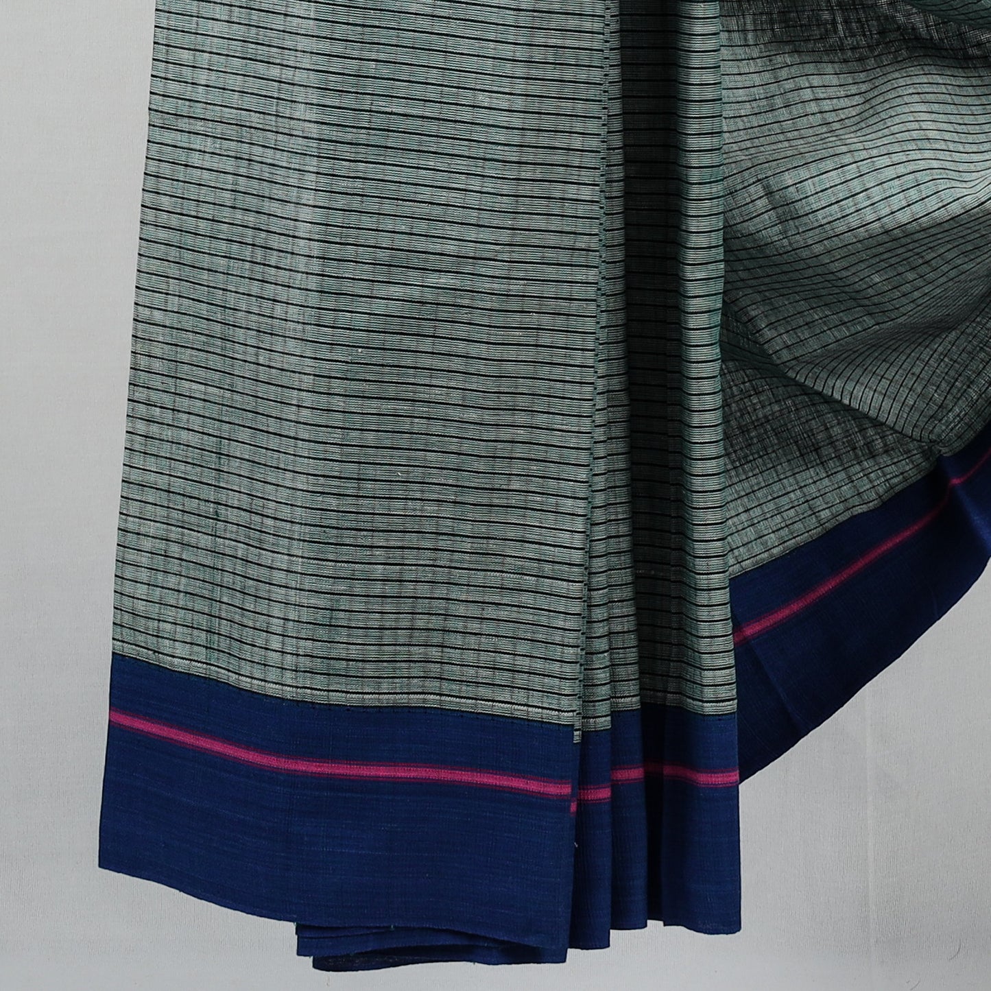 MOUNA – Sage Green Checks Double Border (Blue/Pink)