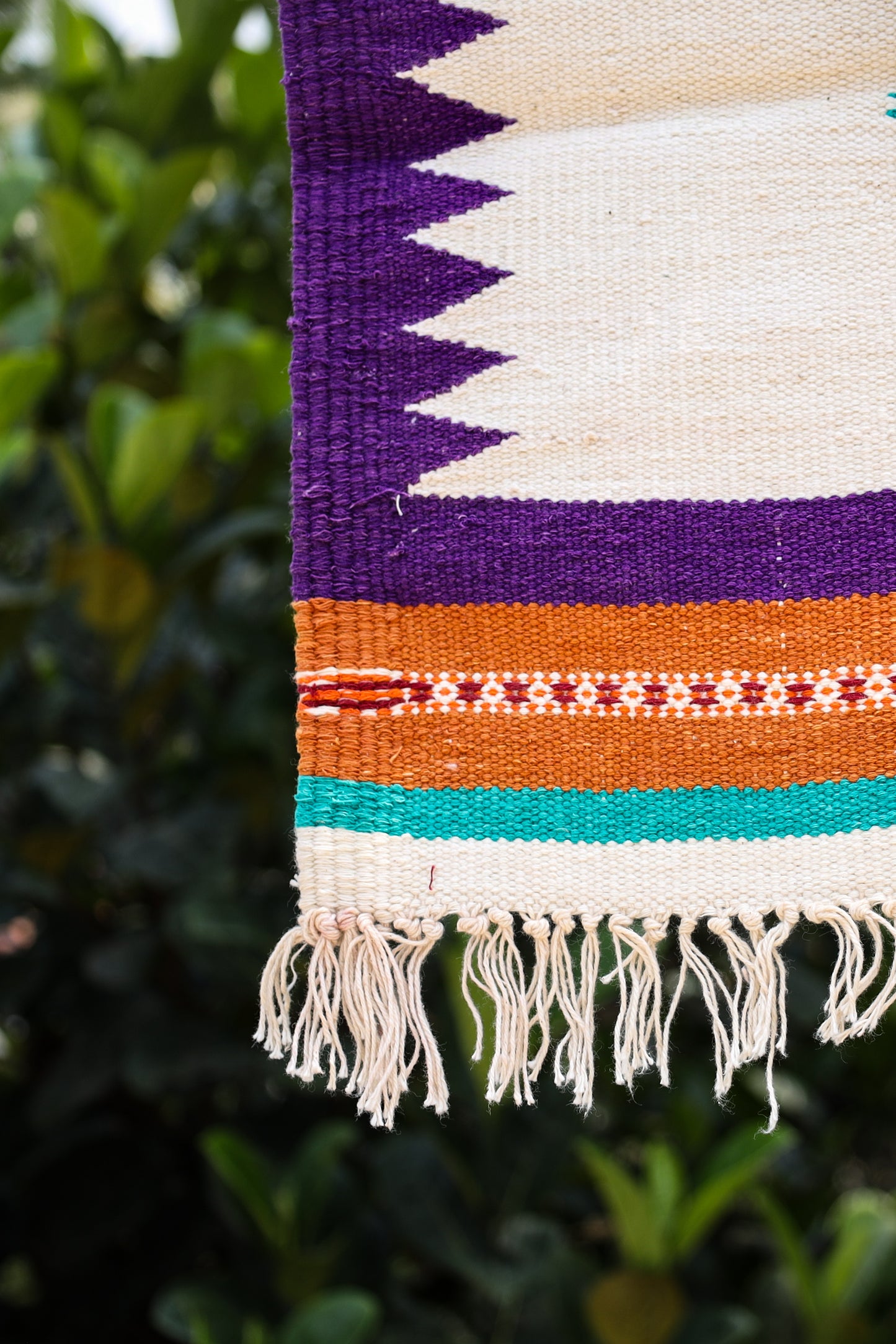 GEOMETRIC - Purple & Kesari Double Ghadi- 1.5 x 1.5 ft