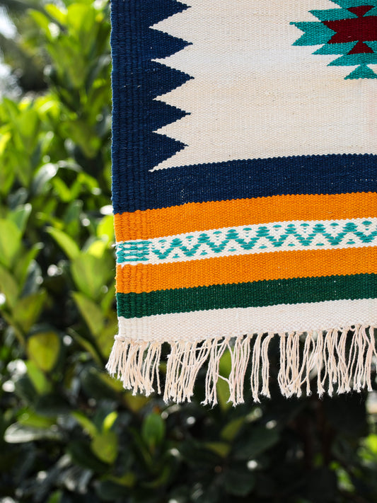 GEOMETRIC - Prussian Blue and Yellow Badi Ghadi - 1.5 x 1.5 ft