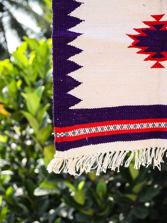 GEOMETRIC - Purple and Crimson Red Badi Ghadi - 1.5 x 1.5 ft
