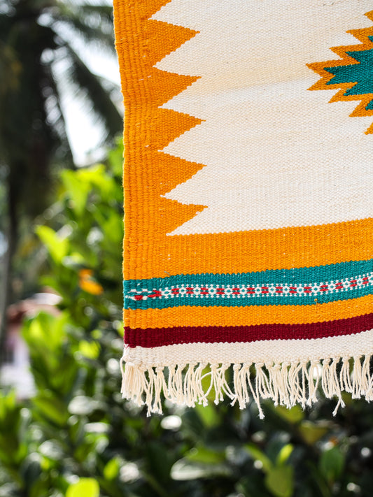 GEOMETRIC - Yellow and Turquoise Badi Ghadi - 1.5 x 1.5 ft