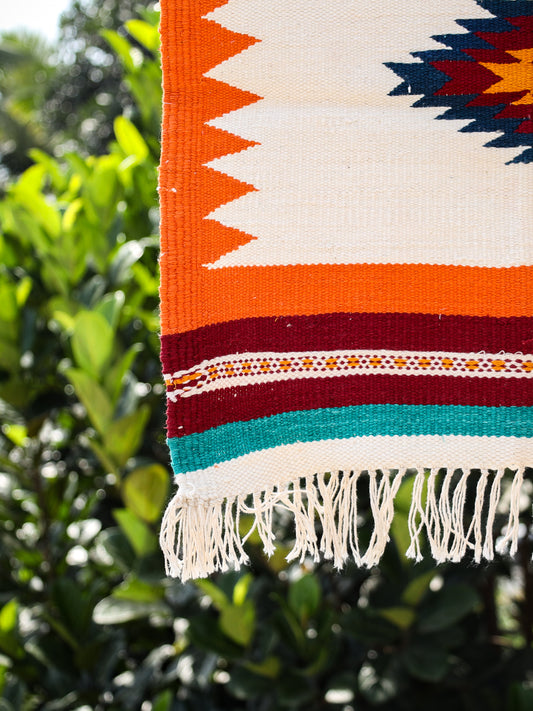 GEOMETRIC - Bright Orange and Maroon Badi Phool - 1.5 x 1.5 ft