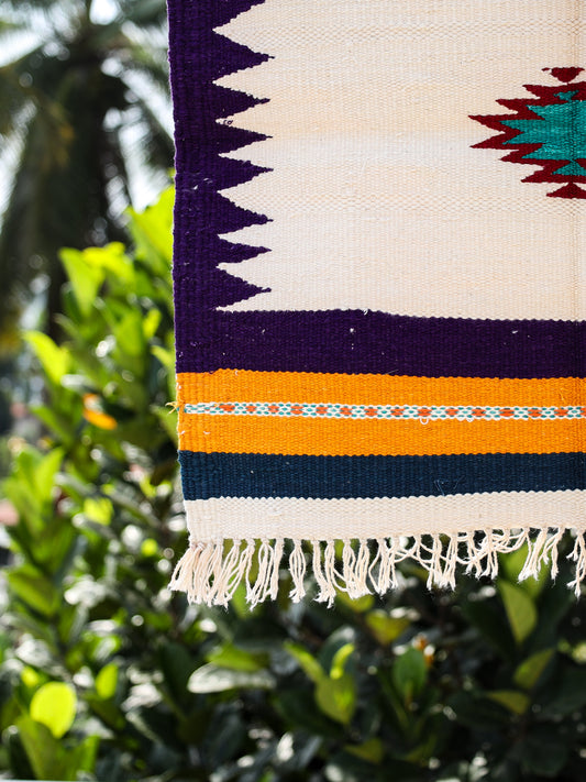 GEOMETRIC - Deep Purple and Yellow Badi Ghadi - 1.5 x 1.5 ft