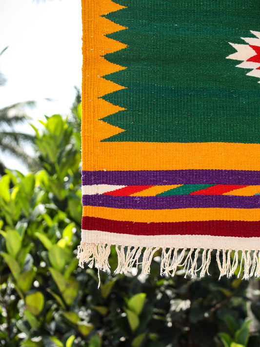 GEOMETRIC - Green and Saffron Yellow Badi Phool - 2 x 2 ft