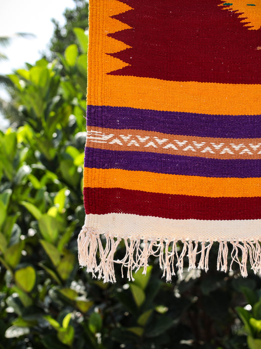 NAVAL - Deep Maroon and Yellow (Mor) - 2 x 2 ft