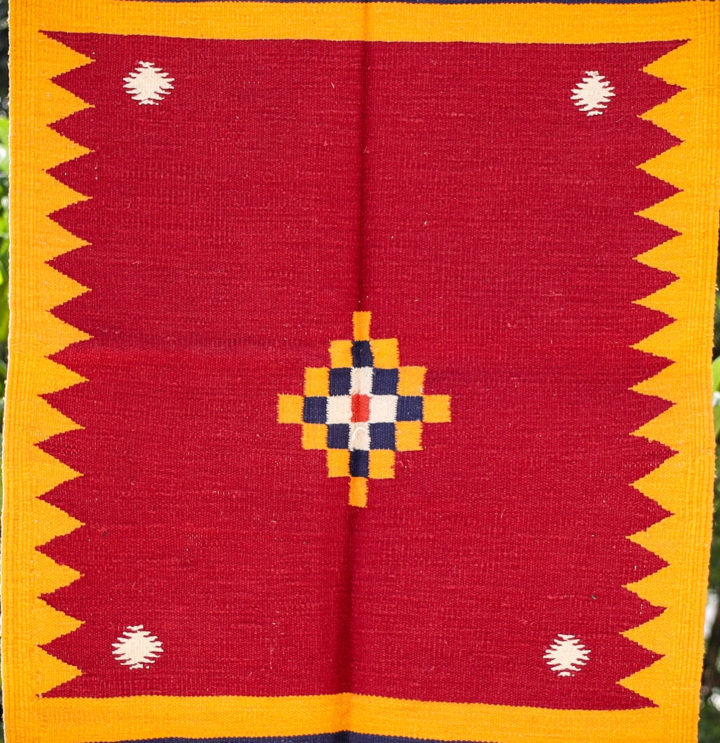 GEOMETRIC - Crimson Red and Bumblebee Yellow Phool - 2 x 4 ft