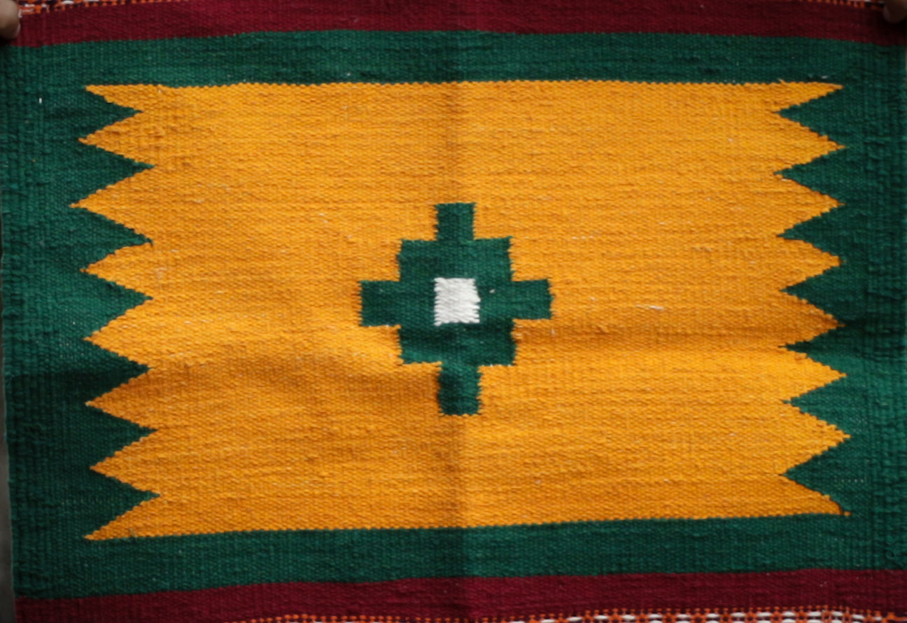 GEOMETRIC - Mustard and Green - 1.5 x 1.5 ft