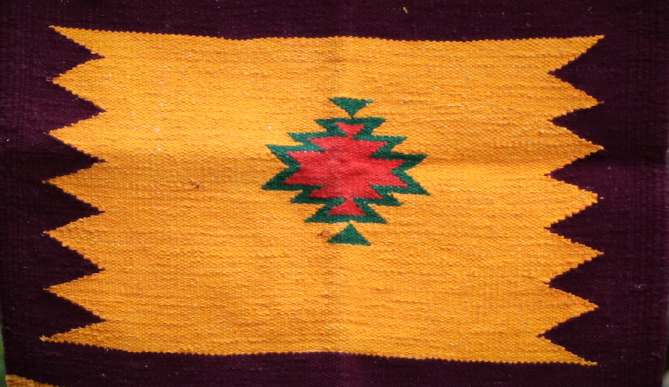 GEOMETRIC - Mustard Red and Green - 1.5 x 1.5 ft