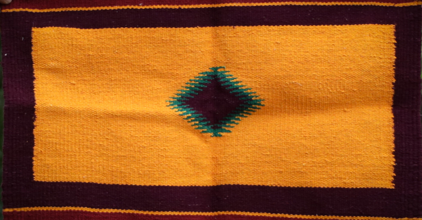 GEOMETRIC - Mustard and Maroon - 1.5 x 1.5 ft