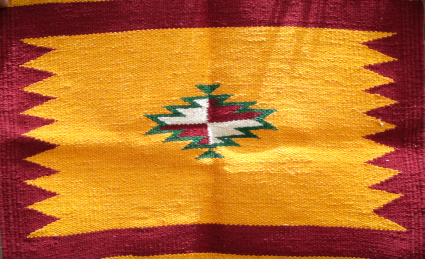 GEOMETRIC - Yellow and Dark Red - 1.5 x 1.5 ft