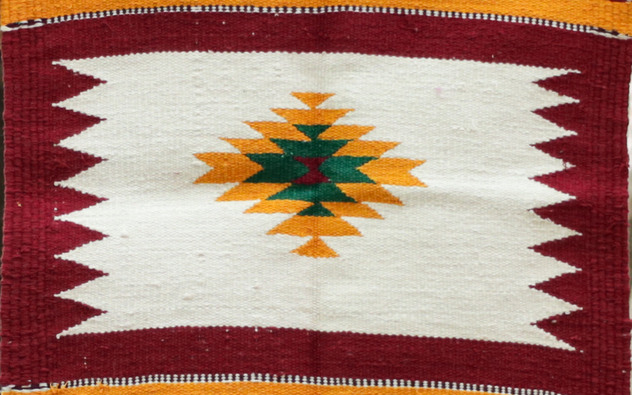GEOMETRIC - Crimson Maroon and Yellow - 1.5 x 1.5 ft