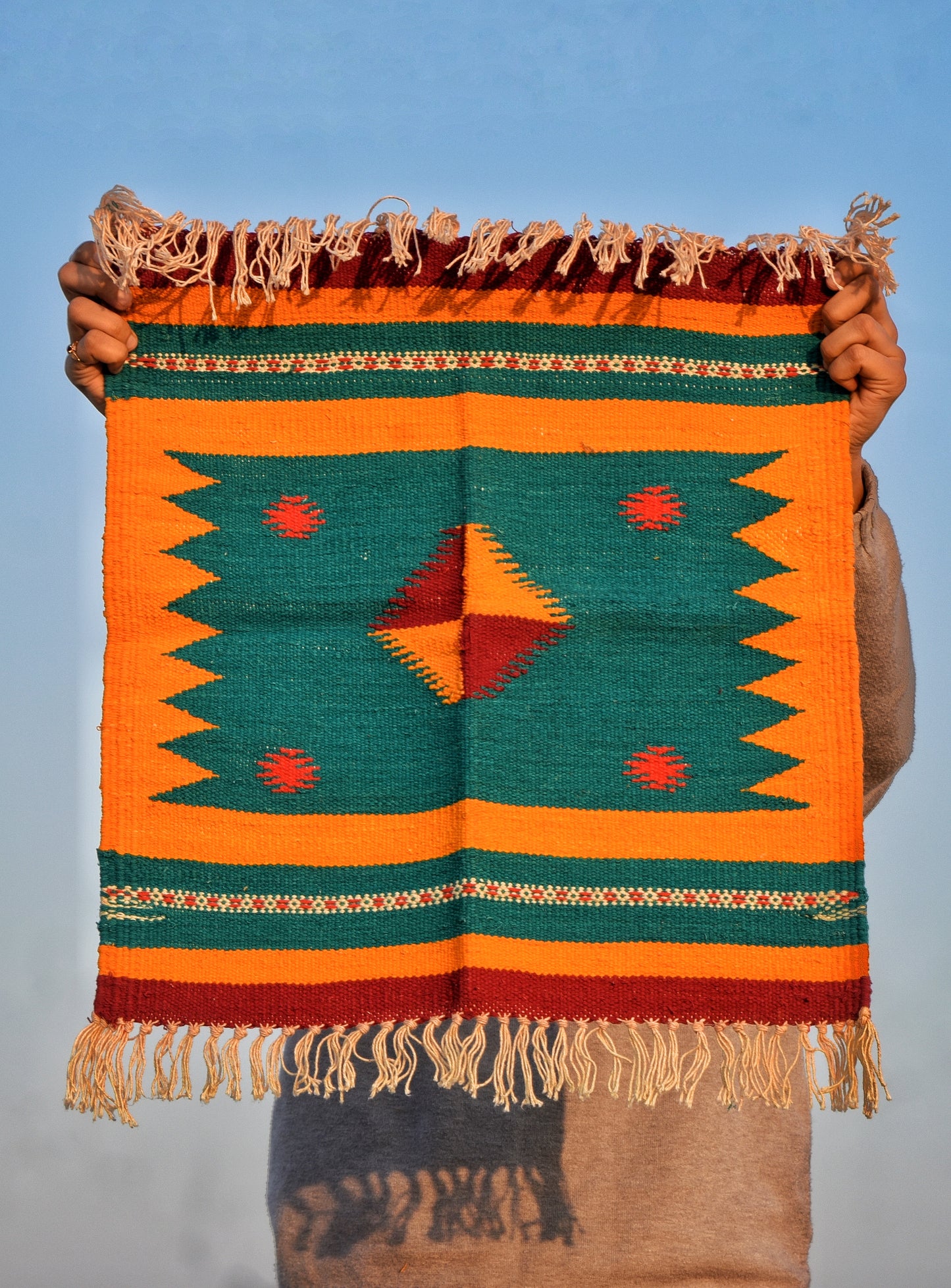 Geometric - Maroon Sentinel - 1.5 x 1.5 ft