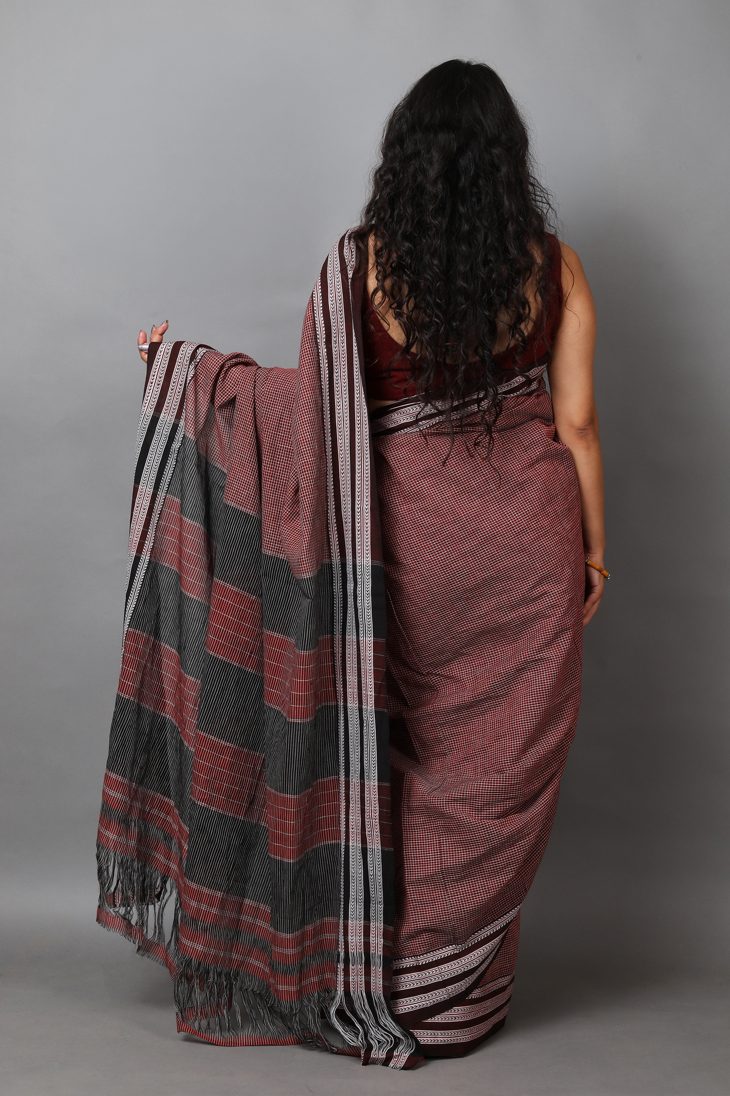 SAGARI - Crimson Maroon Micro-Checks