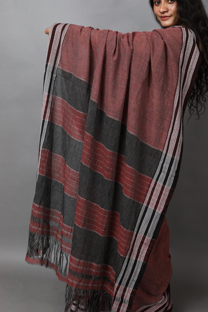SAGARI - Crimson Maroon Micro-Checks