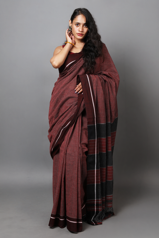 MOUNA - Dark Maroon Checks