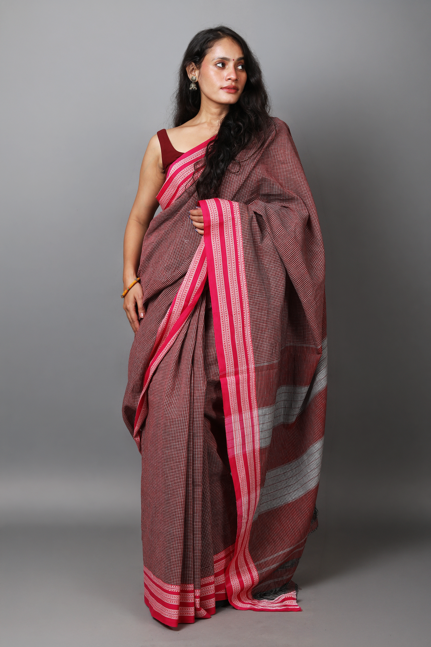 DHARA – Maroon Checks