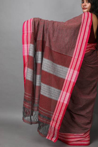DHARA – Maroon Checks