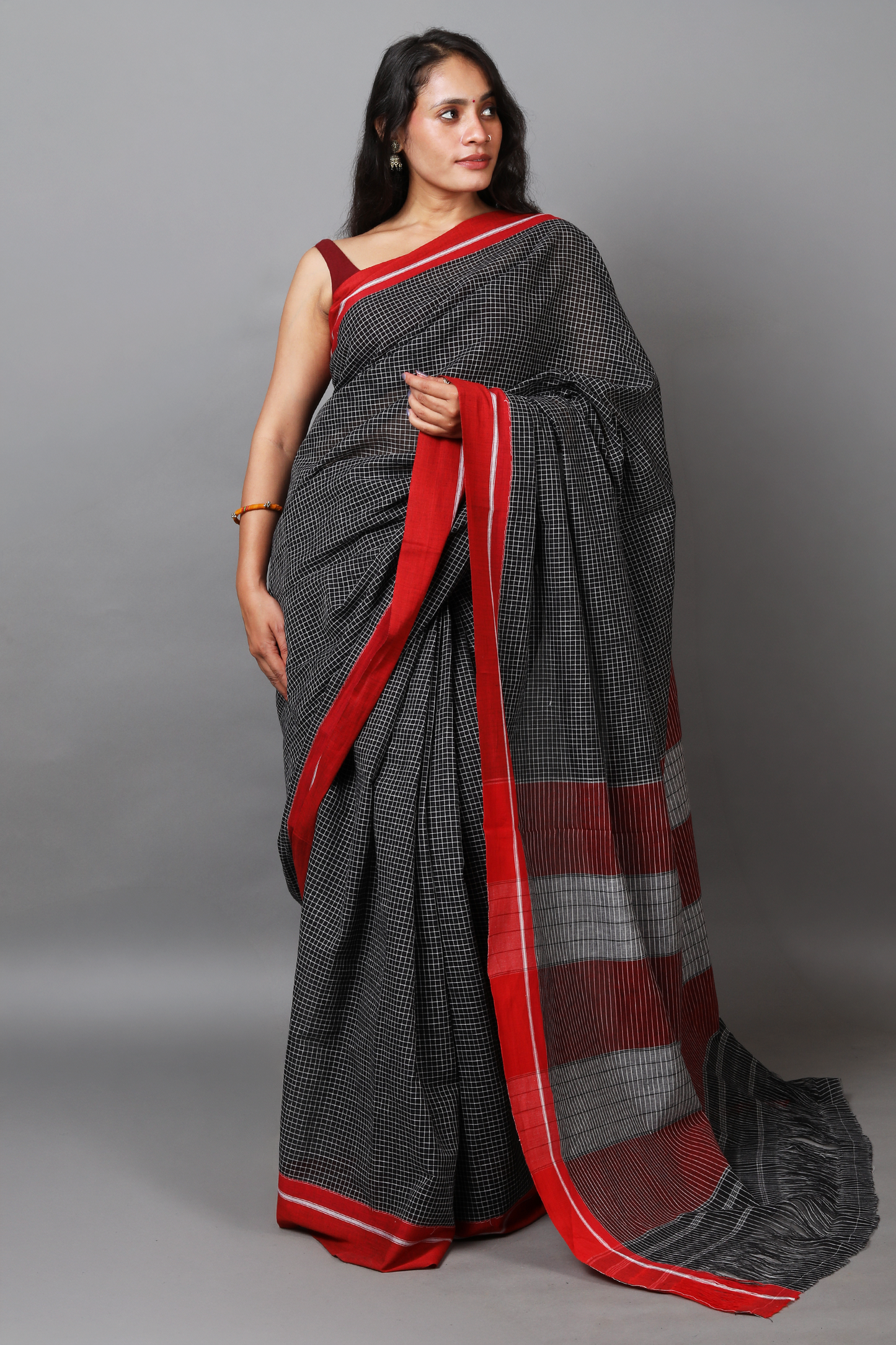 MOUNA –Jet Black Checks with Red