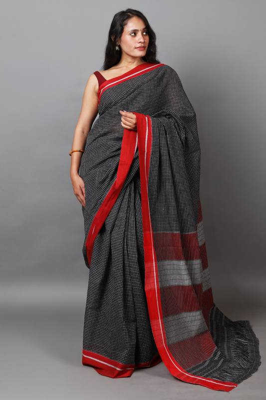 MOUNA –Jet Black Checks with Red