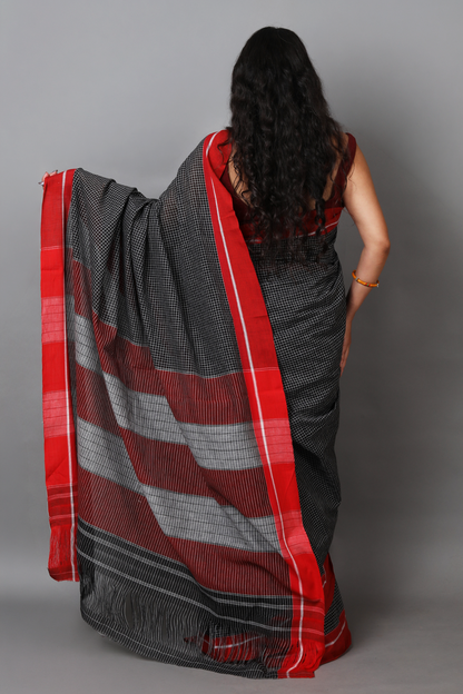 MOUNA –Jet Black Checks with Red