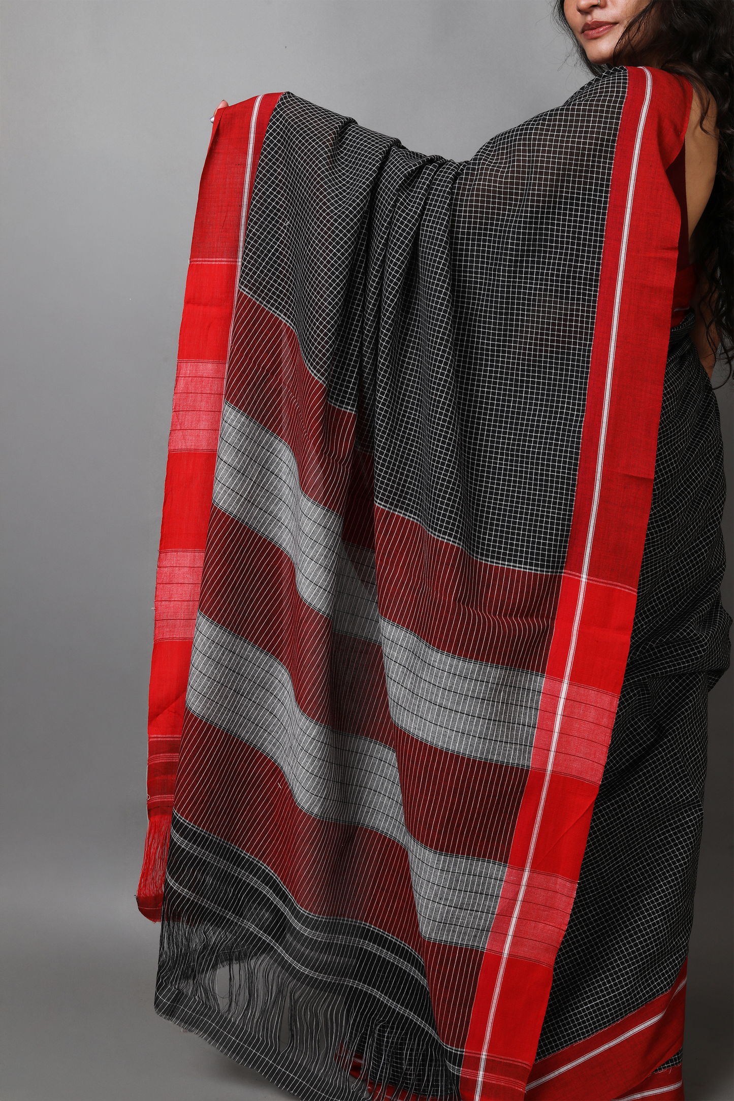 MOUNA –Jet Black Checks with Red