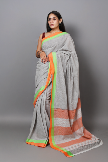 VARNA - Off-White Checks Double Border (Orange/Green)