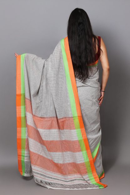 VARNA - Off-White Checks Double Border (Orange/Green)