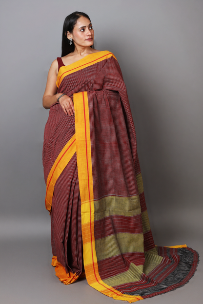 MOUNA - Deep Maroon Checks