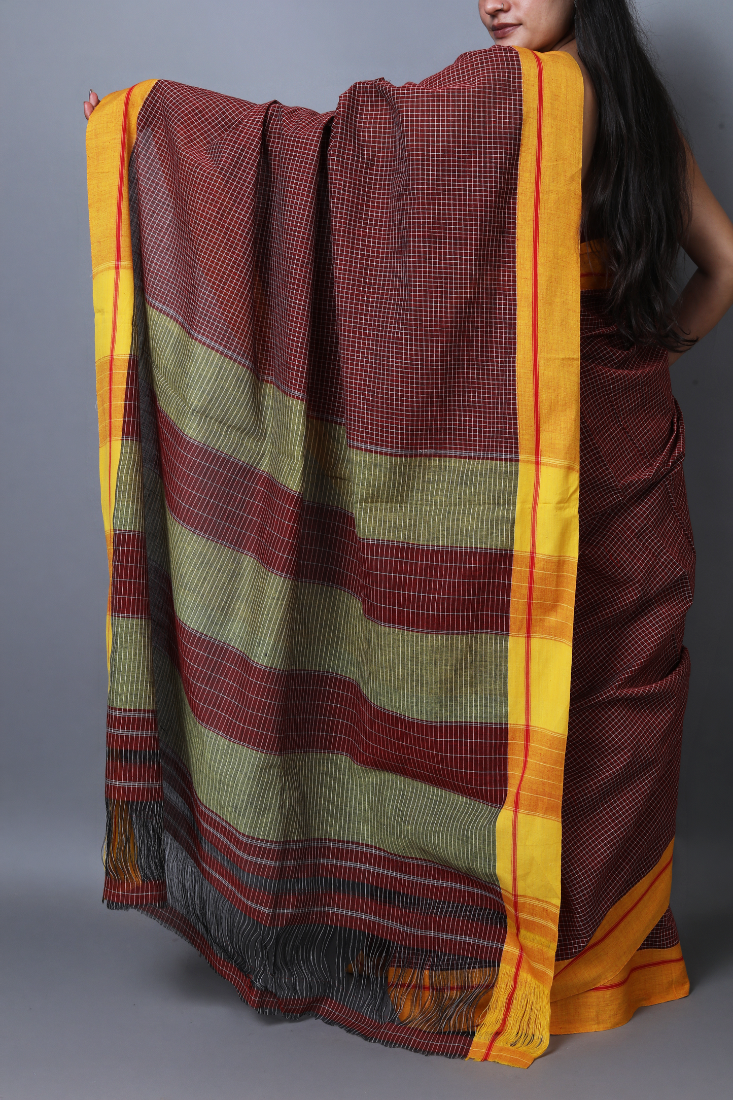 MOUNA - Deep Maroon Checks