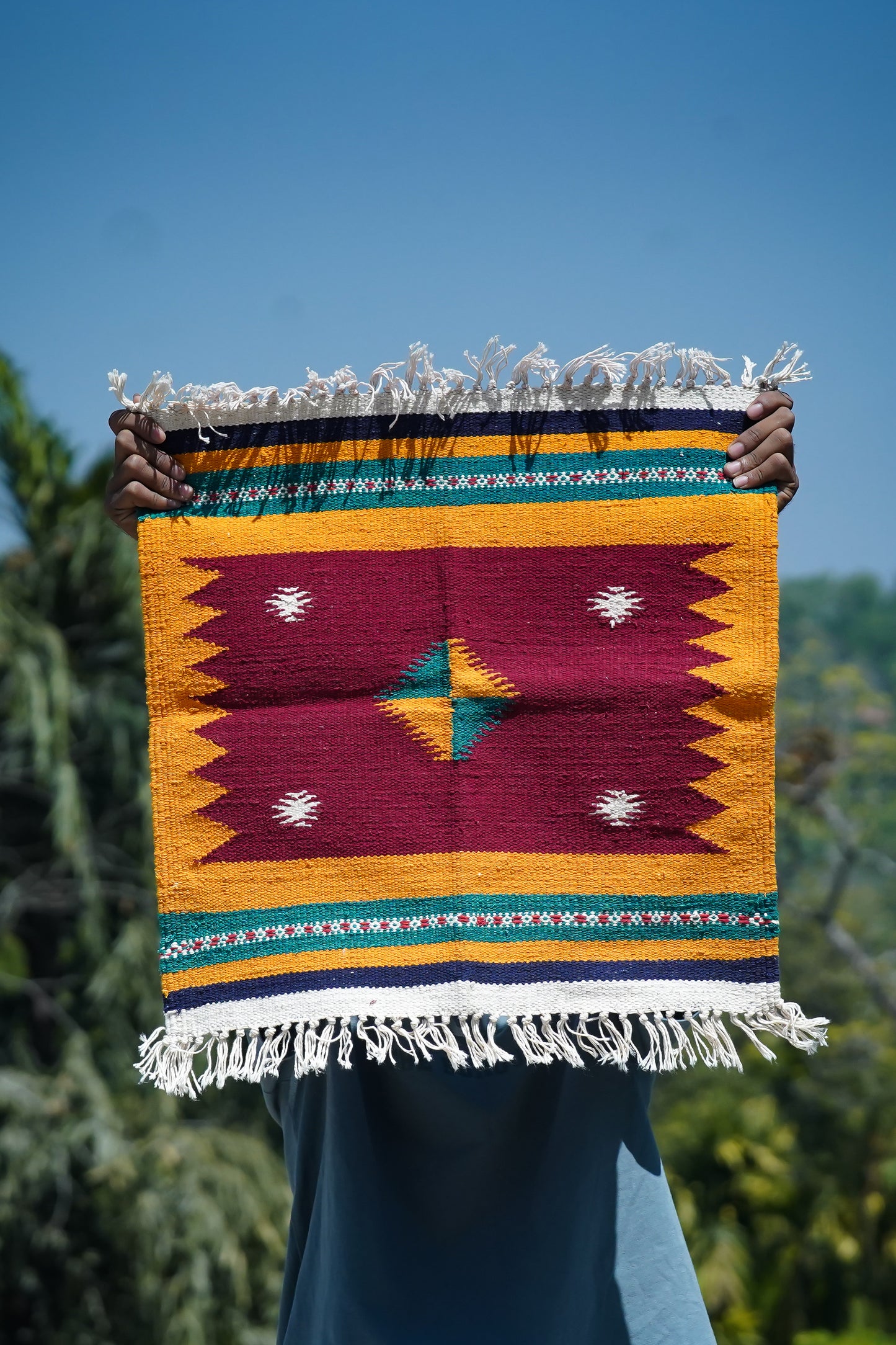 GEOMETRIC - Yellow Green Quartered Diamond - 1.5 x 1.5 ft