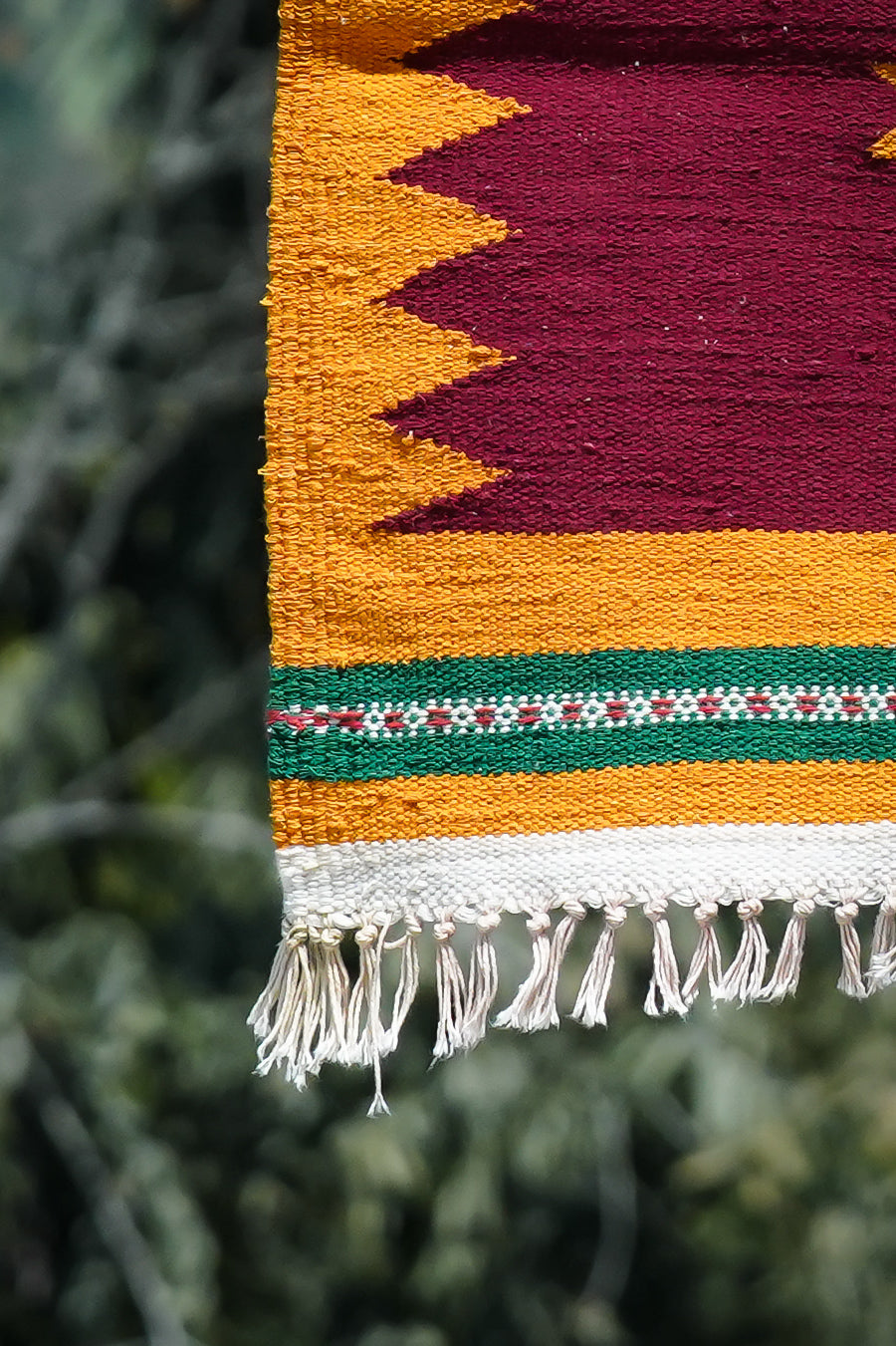 GEOMETRIC - Burgundy & Mustard Badi Ghadi - 1.5 x1.5 ft