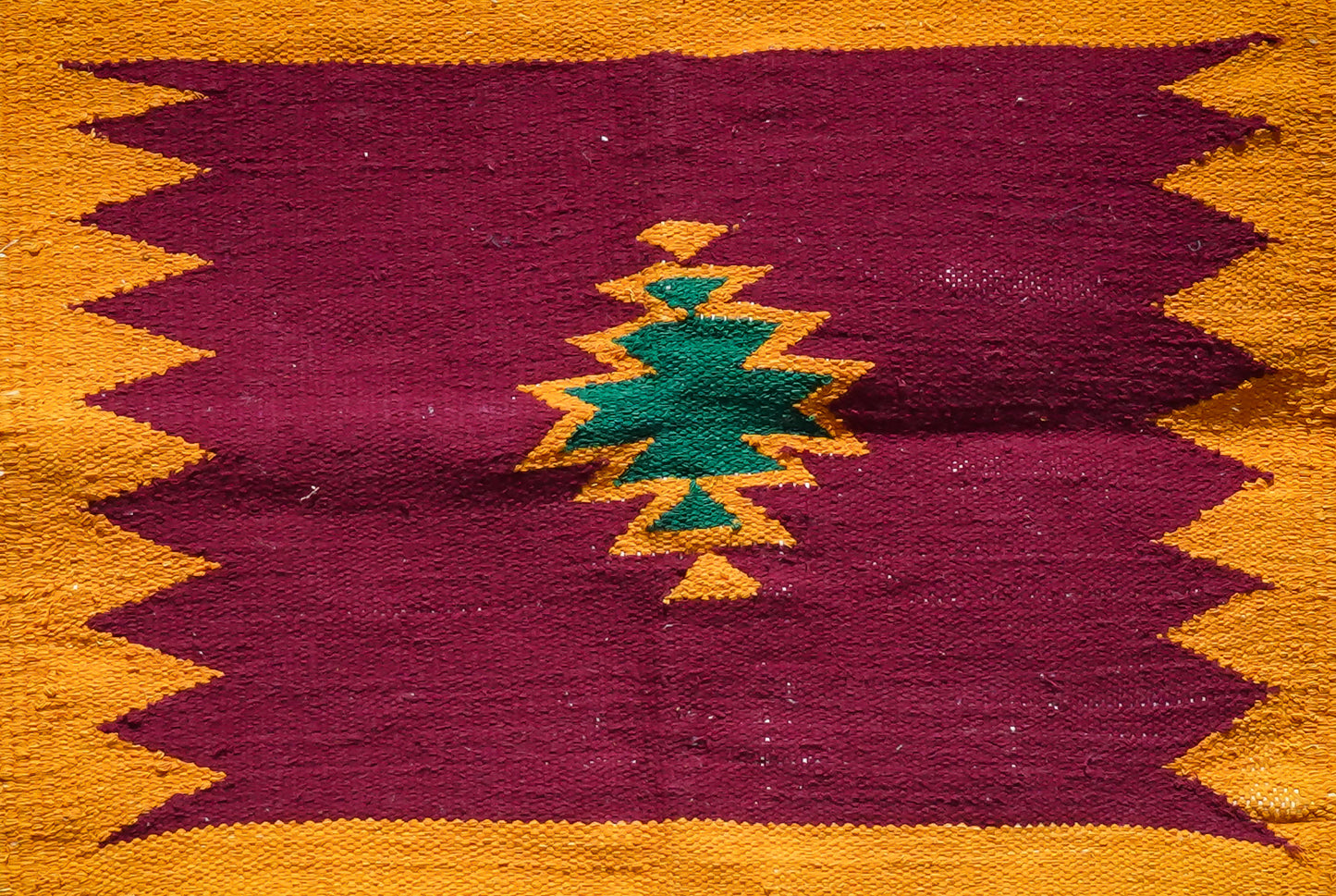 GEOMETRIC - Deep Burgundy & Mustard Diamond - 1.5 x 1.5 ft