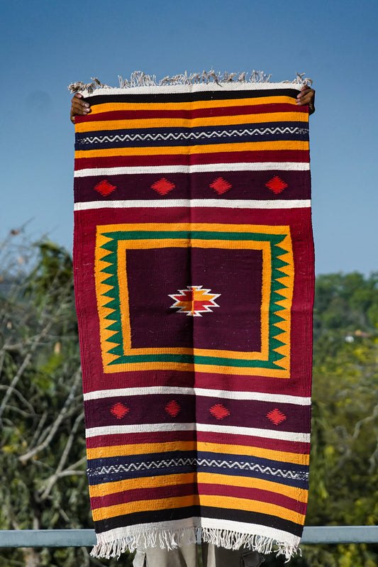 GEOMETRIC - Deep Maroon Badi Ghadi - 2 x 4 ft