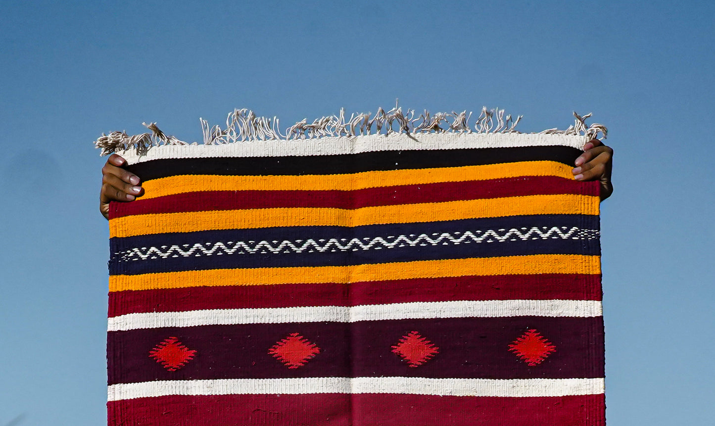 GEOMETRIC - Deep Maroon Badi Ghadi - 2 x 4 ft