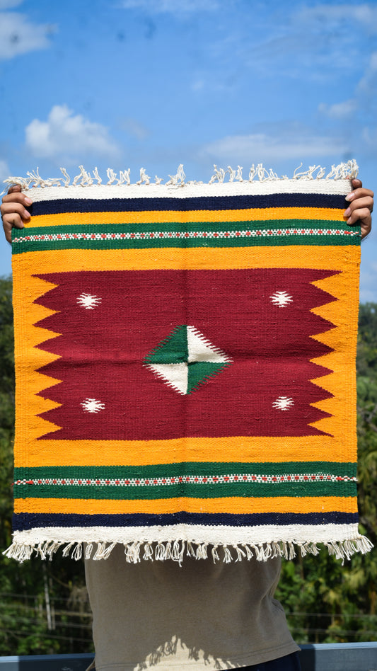 GEOMETRIC - Maroon Mustard Diamond Motif - 2x2 ft