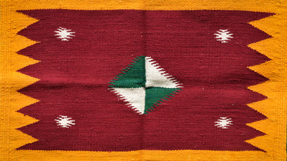 GEOMETRIC - Maroon Mustard Diamond Motif - 2x2 ft