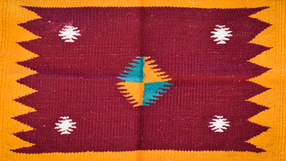 GEOMETRIC - Maroon Mustard Teal Diamond - 1.5x1.5 ft