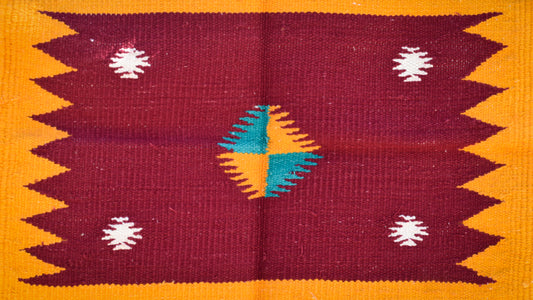 GEOMETRIC - Maroon Mustard Teal Diamond - 1.5x1.5 ft