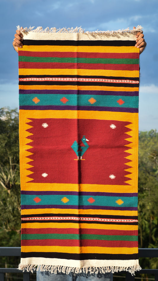 NAVAL - Crimson Teal Peacock Motif - 2x4 ft