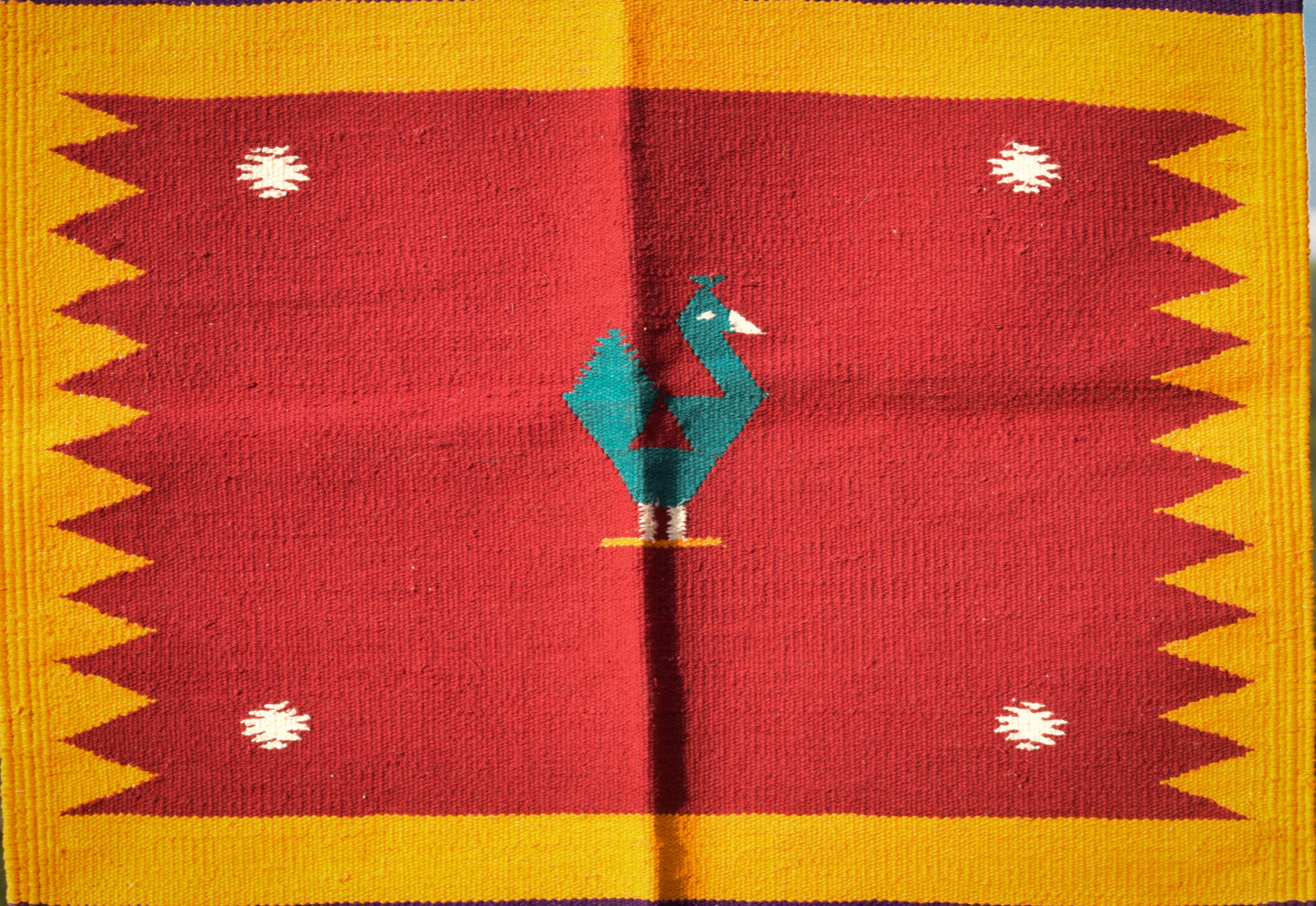 NAVAL - Crimson Teal Peacock Motif - 2x4 ft