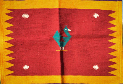 NAVAL - Crimson Teal Peacock Motif - 2x4 ft