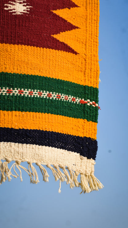 GEOMETRIC - Maroon Mustard Diamond Motif - 2x2 ft