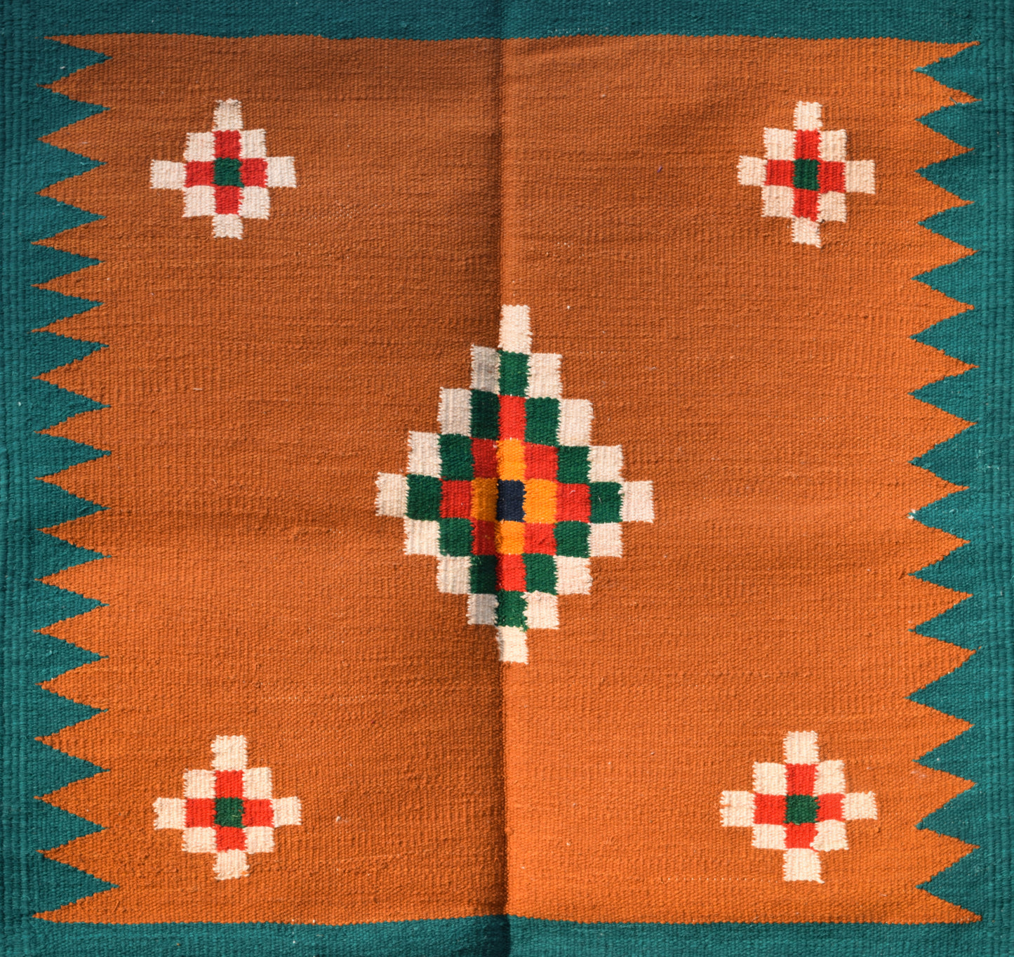 GEOMETRIC - Mustard Teal Diamond Motif - 2x5 ft