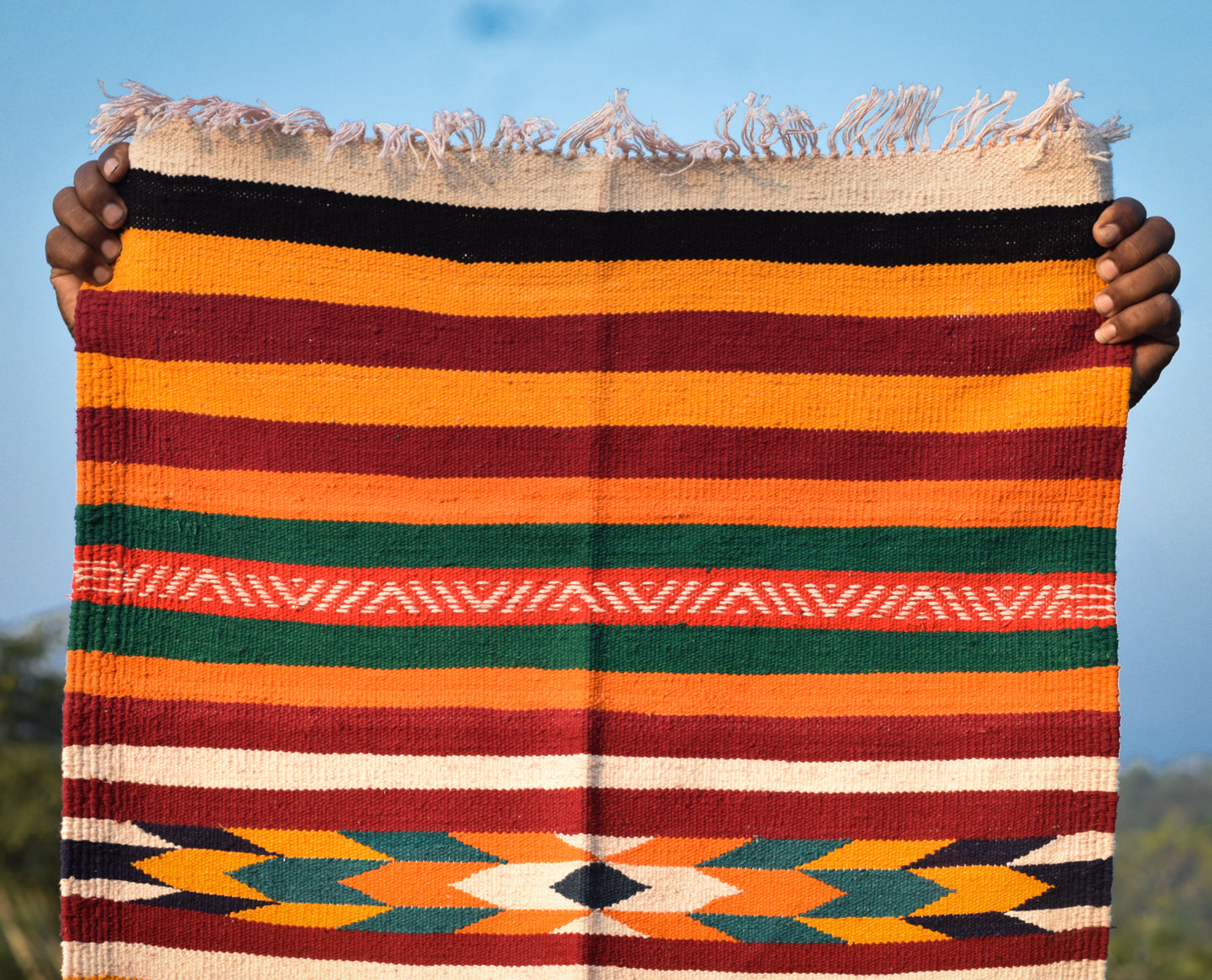 GEOMETRIC - Maroon Mustard - 2x5 ft